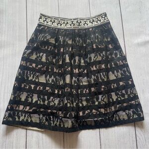 Anthropologie Floreat Charente Lace Overlay Black Skirt Size 4